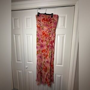 David Meister Strapless Floral Maxi Dress